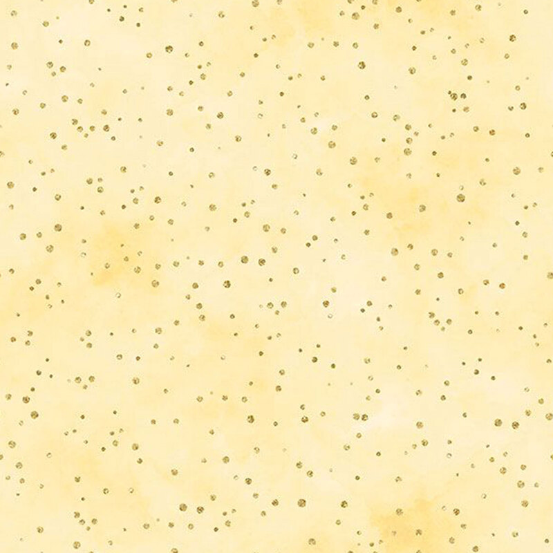A mottled yellow fabric featuring scattered glitter dots from the collection Peony Blossoms.