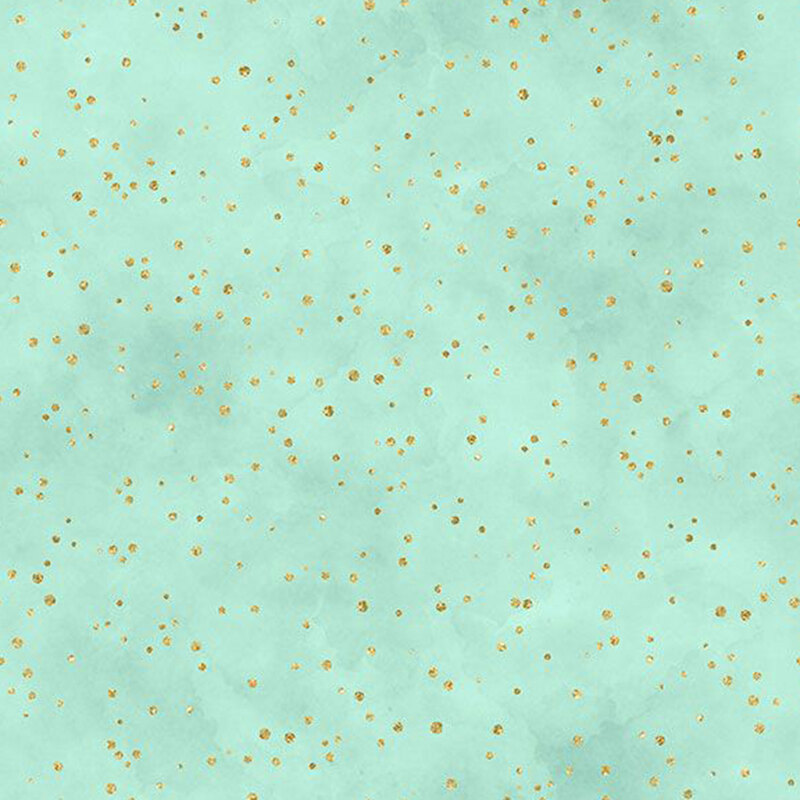 A mottled teal fabric featuring scattered glitter dots from the collection Peony Blossoms.