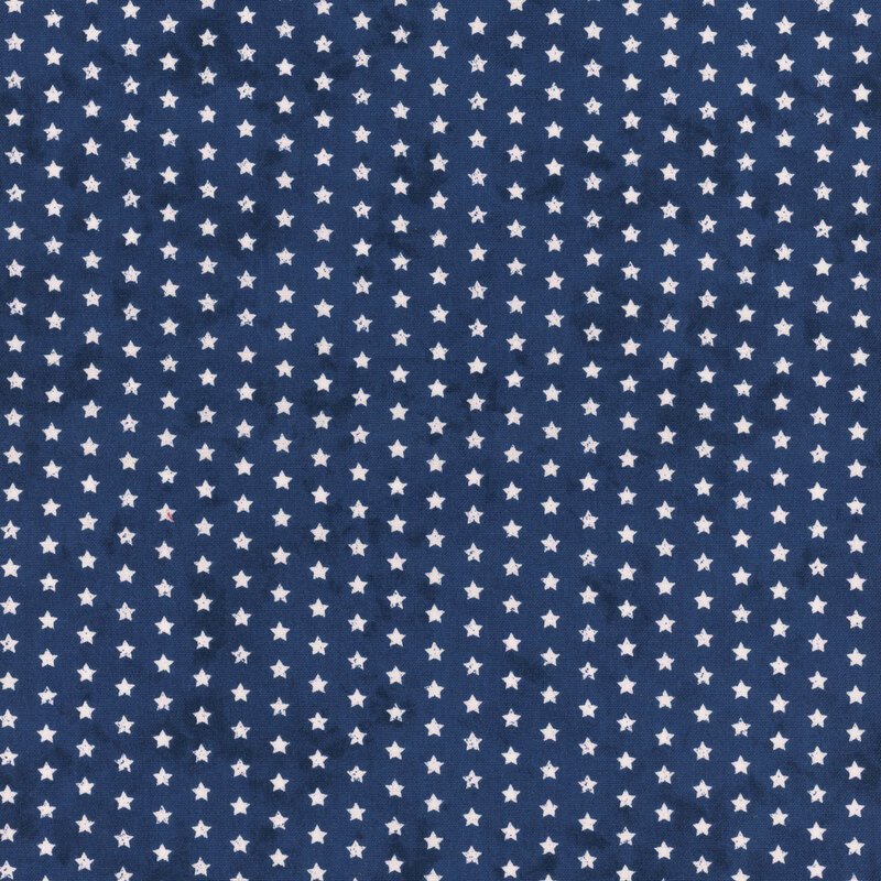 Stripes of white stars on mottled navy blue fabric