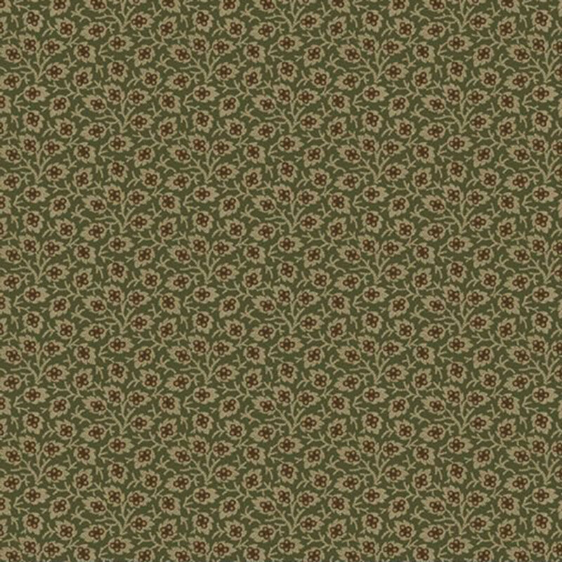 Dark green fabric packed with leaves and vines.