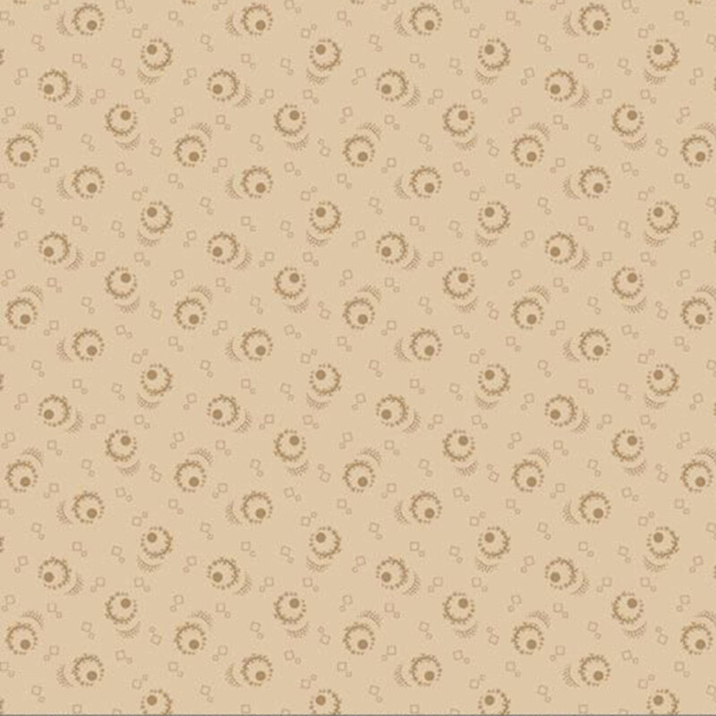 Tonal tan fabric featuring a ditsy geometric pattern.