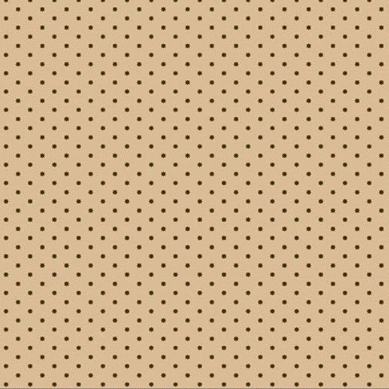 tan fabric featuring rows of small dark brown dots.