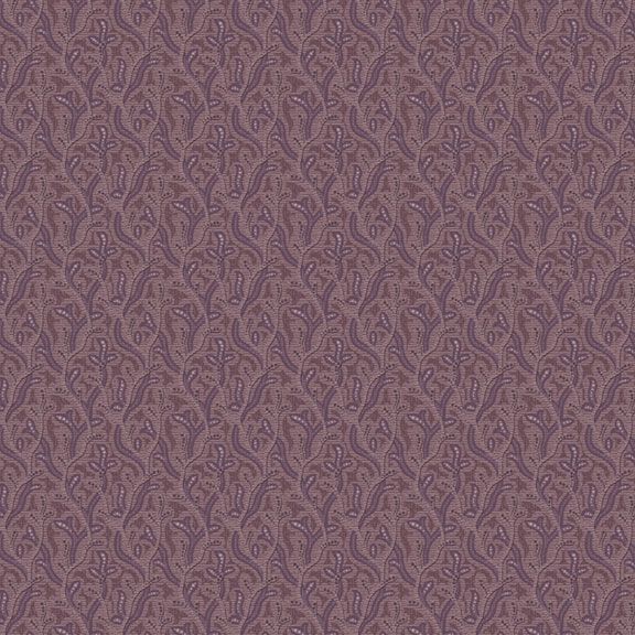 a fabric with a dense abstract vine pattern in shades of purple.
