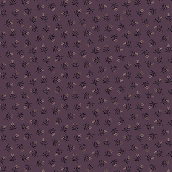 Purple fabric with a subtle, repetitive floral pattern in dark and light tones.