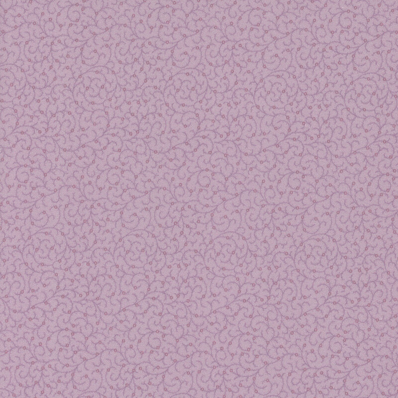 Light purple fabric with intricate vine pattern throughout the surface.