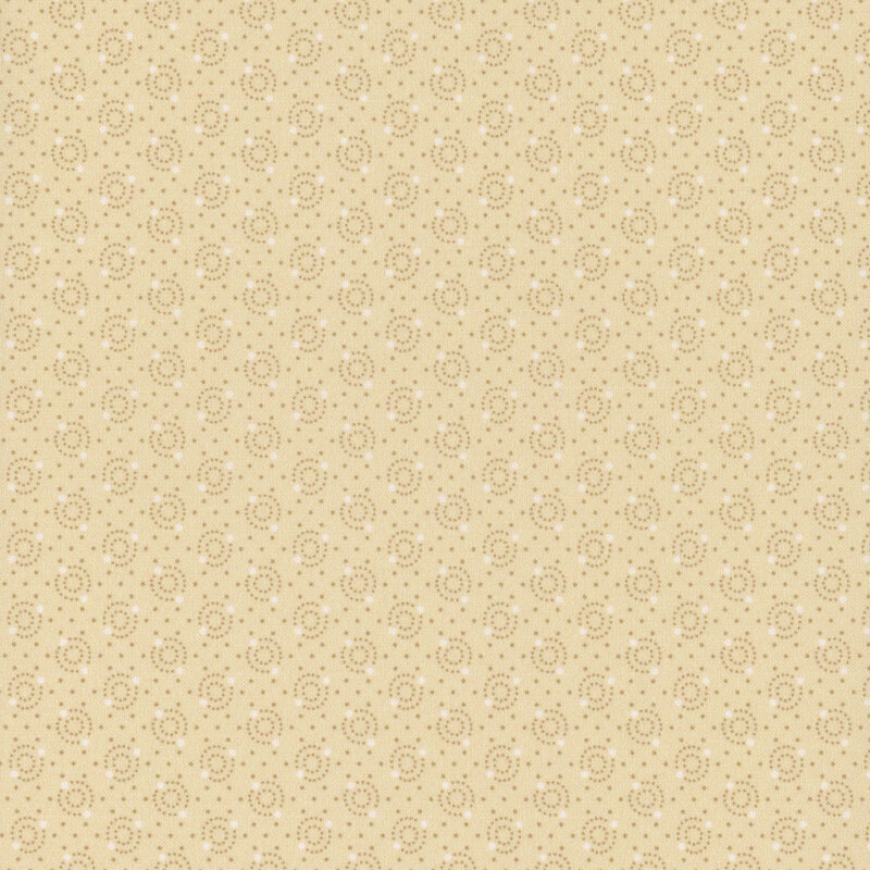 Light beige fabric featuring a repeating pattern of small circles and dots.