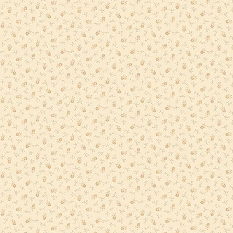 A tonal cream fabric with tiny flowers and sprigs. 