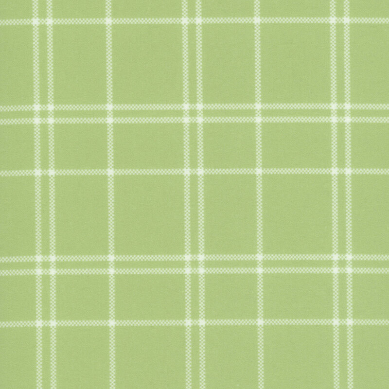 A light green fabric with a white plaid pattern. 
