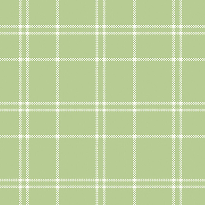 A light green fabric with a white plaid pattern. 