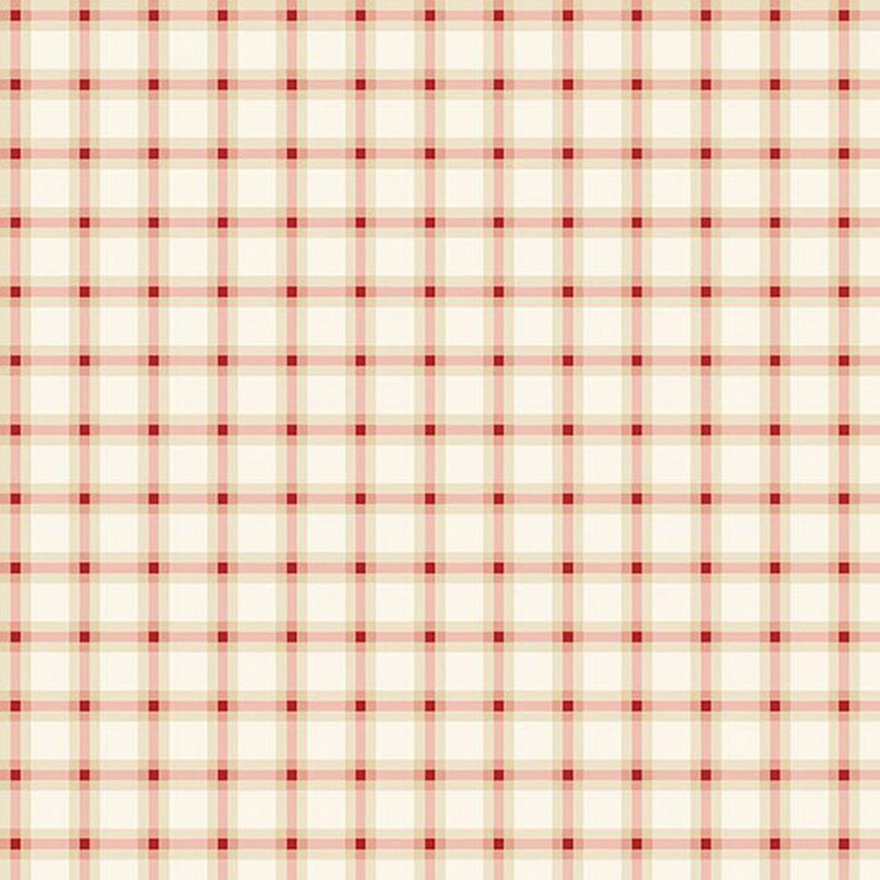This cream white fabric with a classic pink gingham pattern.