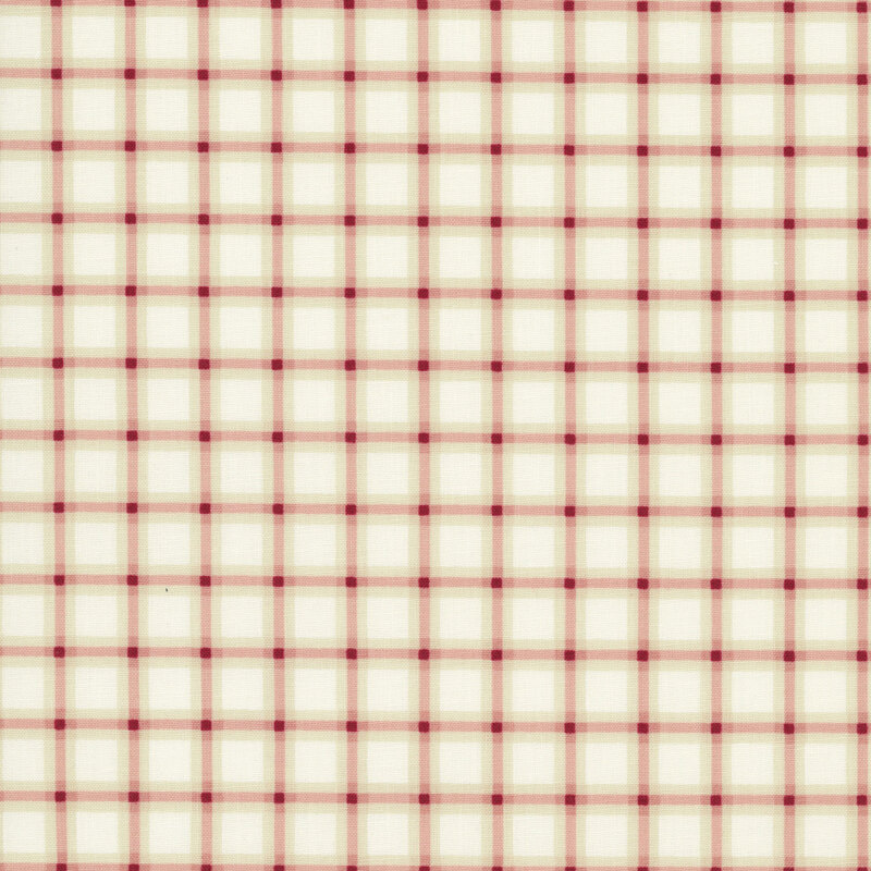 This cream white fabric with a classic pink plaid pattern.
