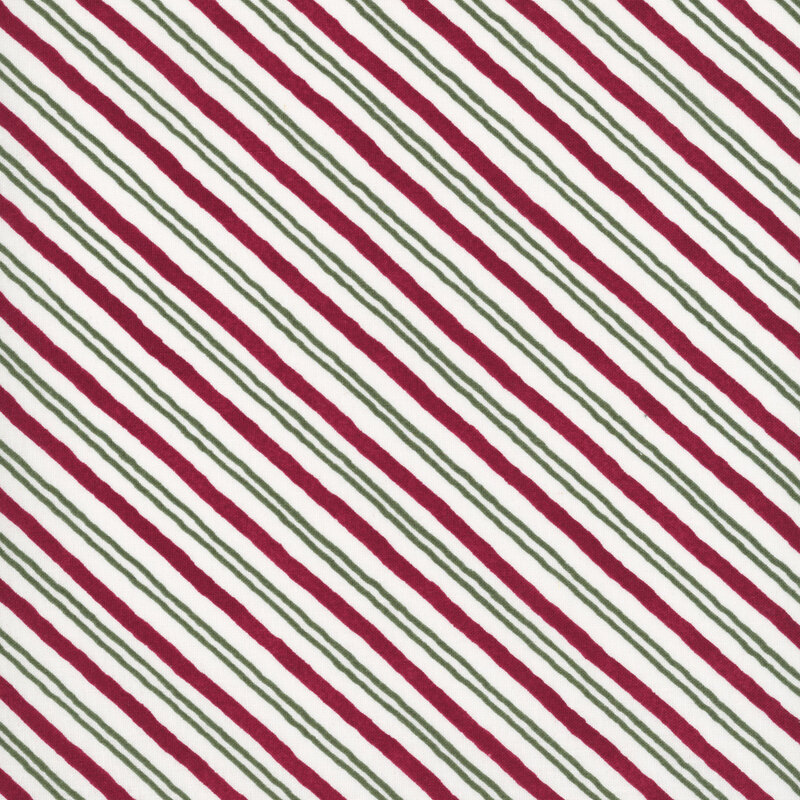 A green, red, and white stripe fabric. 