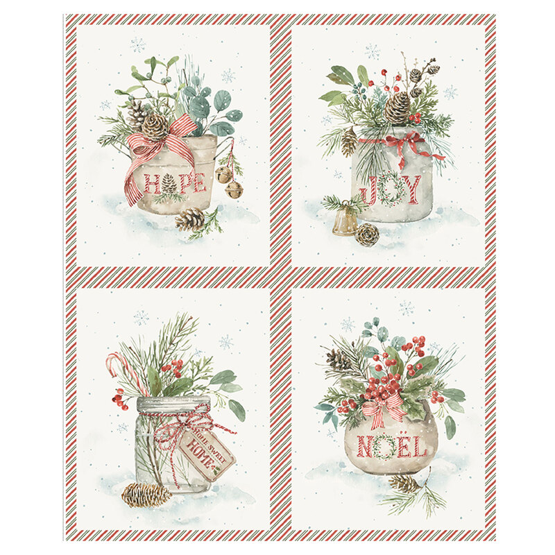 A christmas themed fabric panel from the Holiday Spirit collection by Riley Blake Designs. 