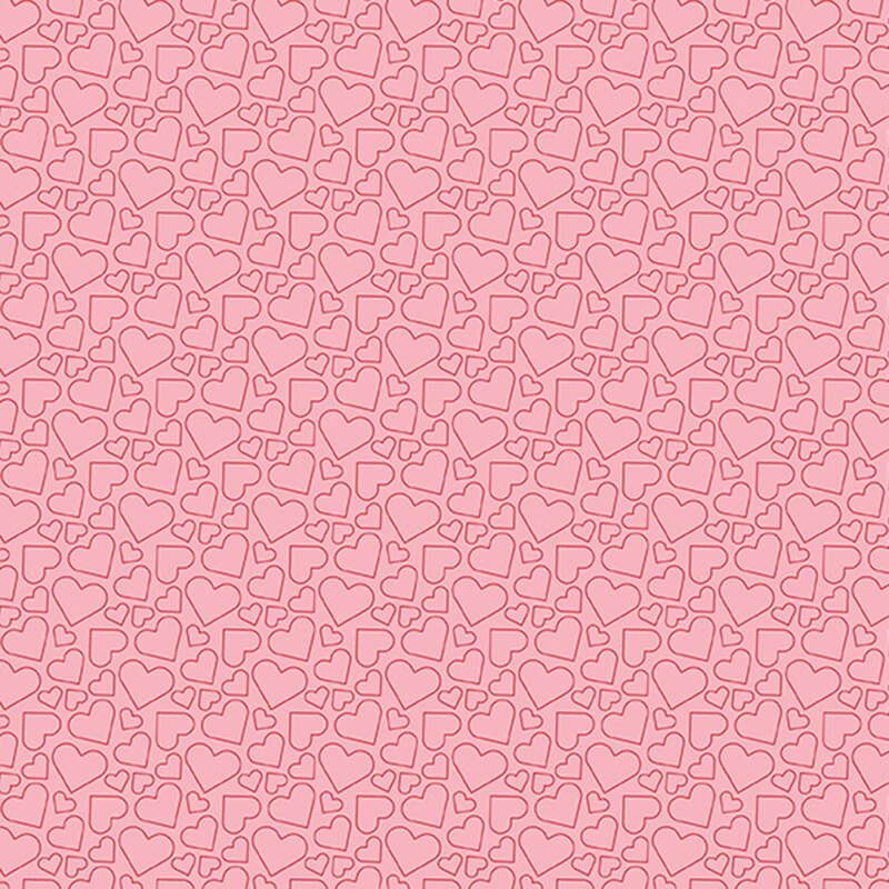 tonal pink fabric with heart outlines in various sizes