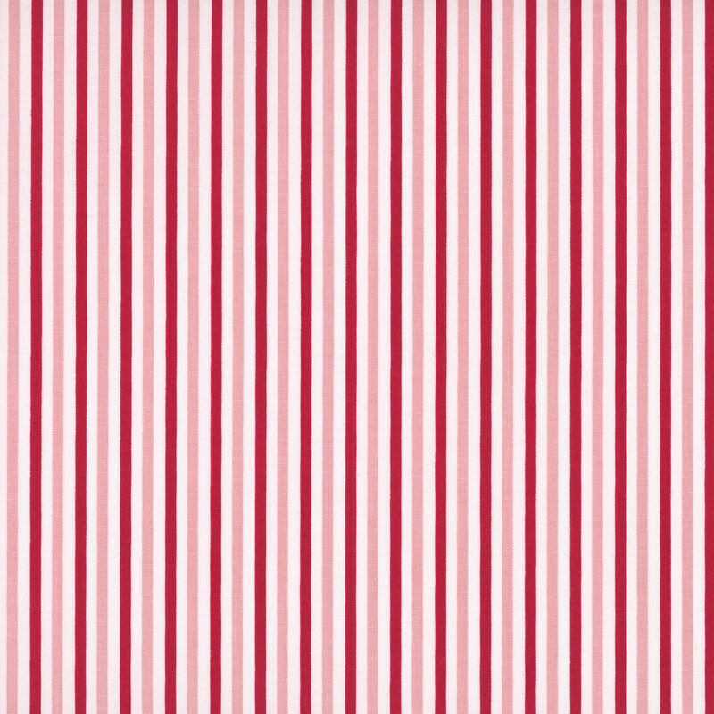 white fabric with alternating stripes of red and pink