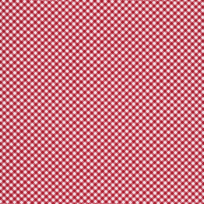Red gingham pattern on white fabric