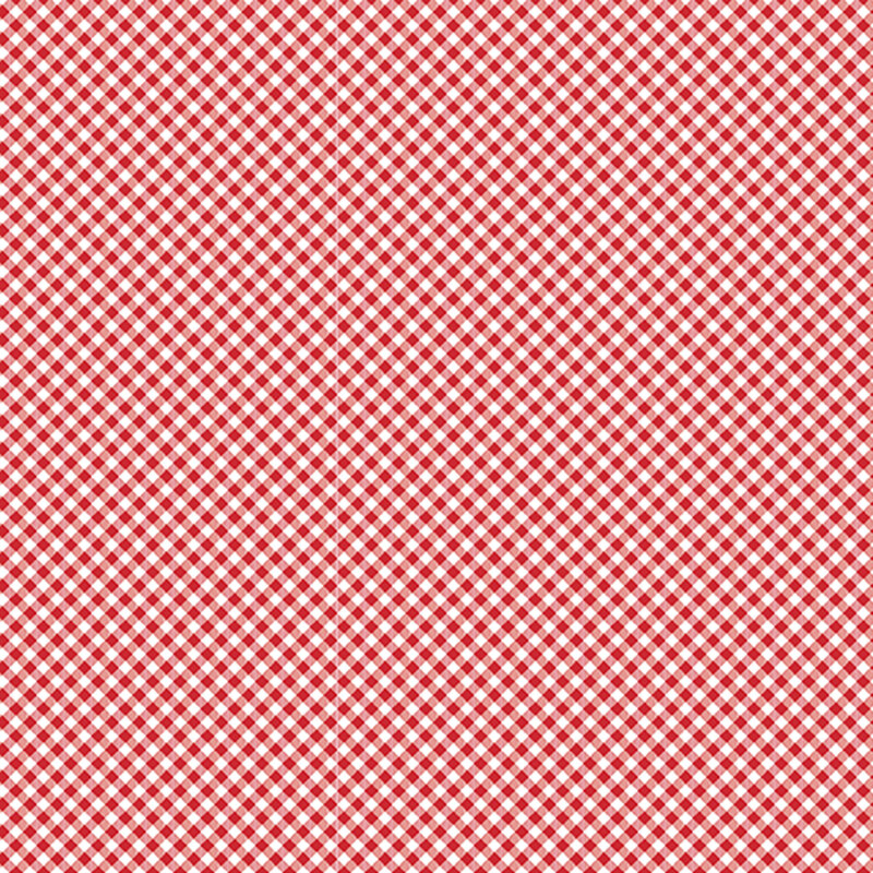 bright red gingham pattern on white fabric