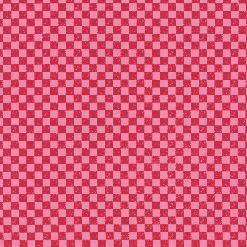 A red and fuchsia checker print fabric
