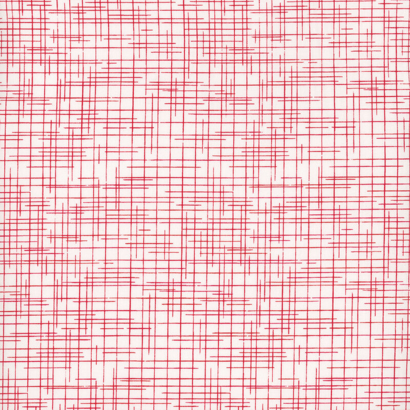 Fabric with a red hash pattern on a white background