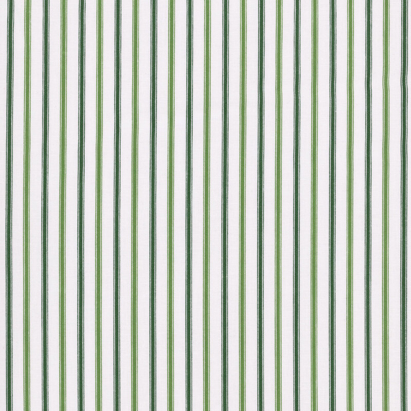 white fabric with alternating stripes of dark and light green