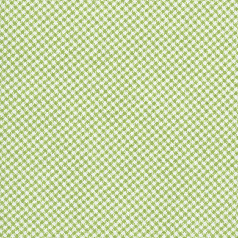 white fabric featuring a grass green gingham pattern