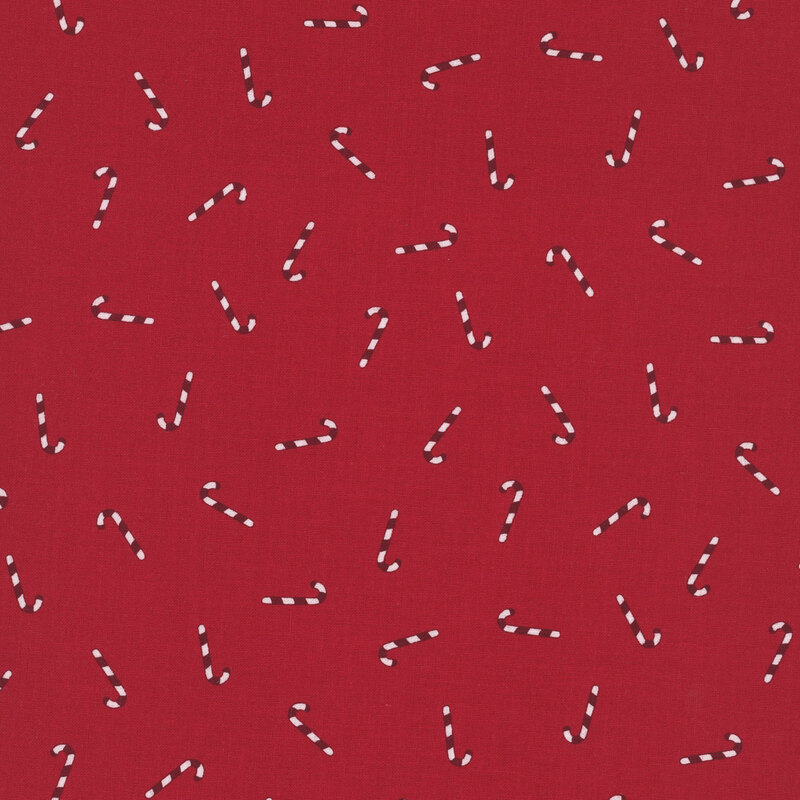 cherry red fabric tossed with white and red candy canes