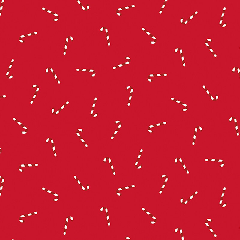 cherry red fabric tossed with white and red candy canes