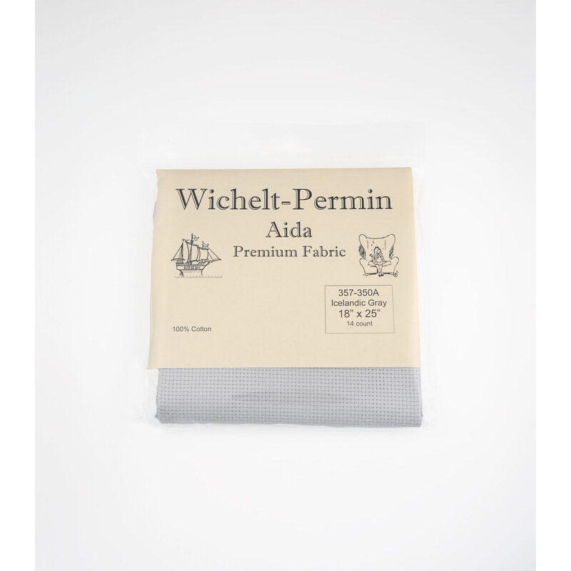 Wichelt 14ct Aida in the color Icelandic Gray with packaging. 