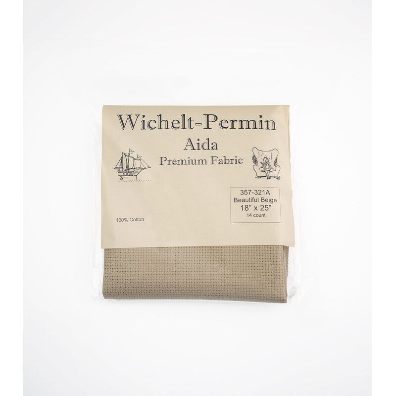 Wichelt 14ct Aida in the color Beautiful Beige with packaging. 