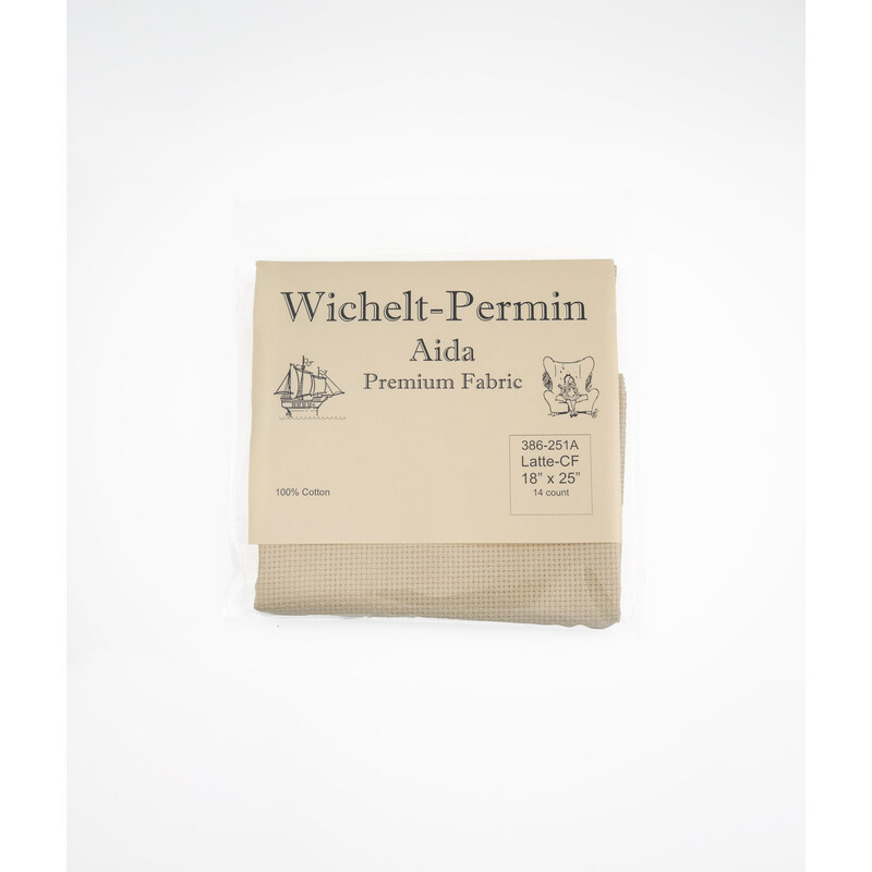 Wichelt 14ct Country French Aida in the color Latte with packaging. 