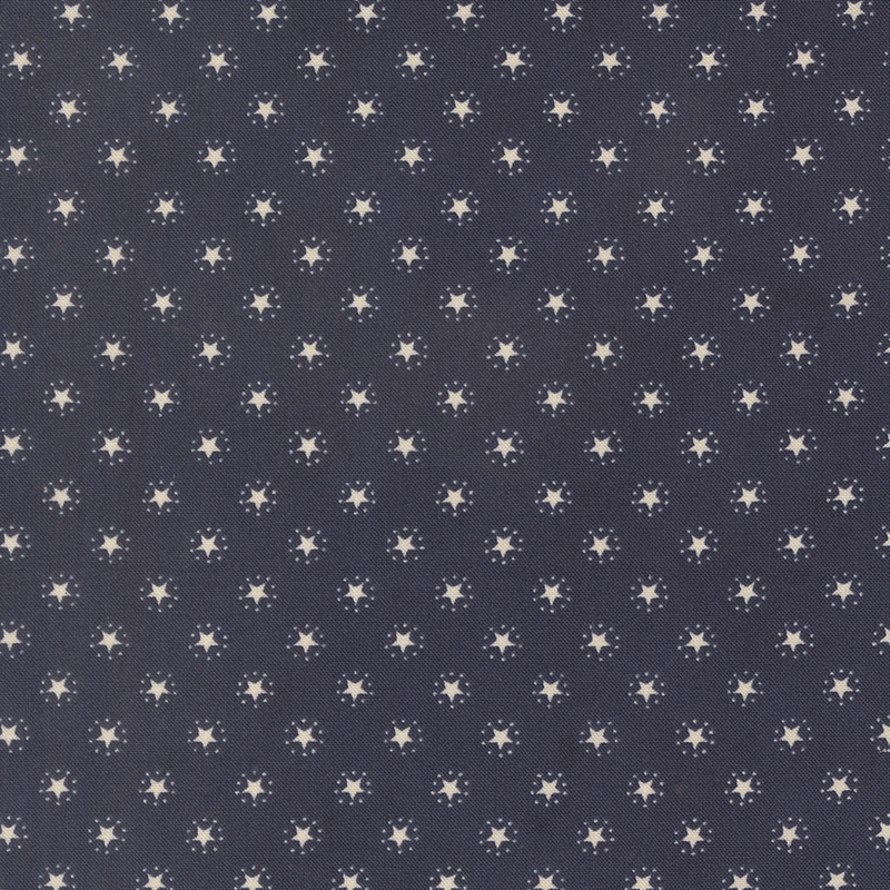 Navy blue fabric with an evenly spaced pattern of white stars.