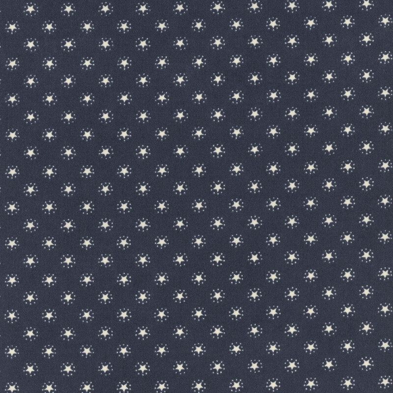 Navy blue fabric with an evenly spaced pattern of white stars.