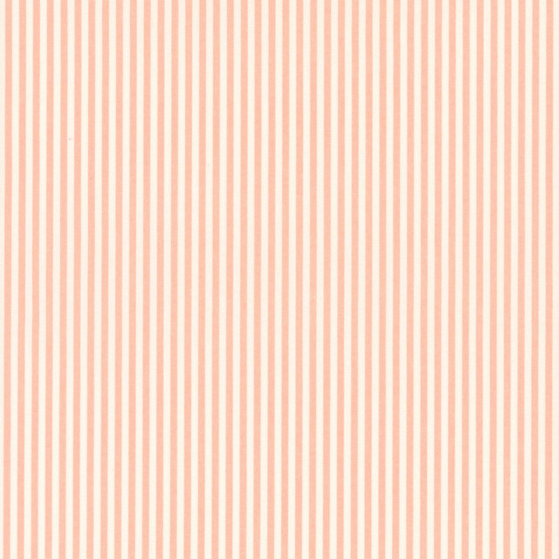 Striped fabric with cream and coral pink candystripes.