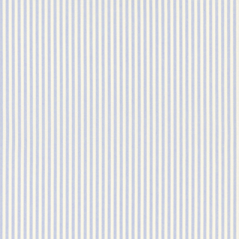 Striped fabric with cream and pastel purplish-blue candystripes.