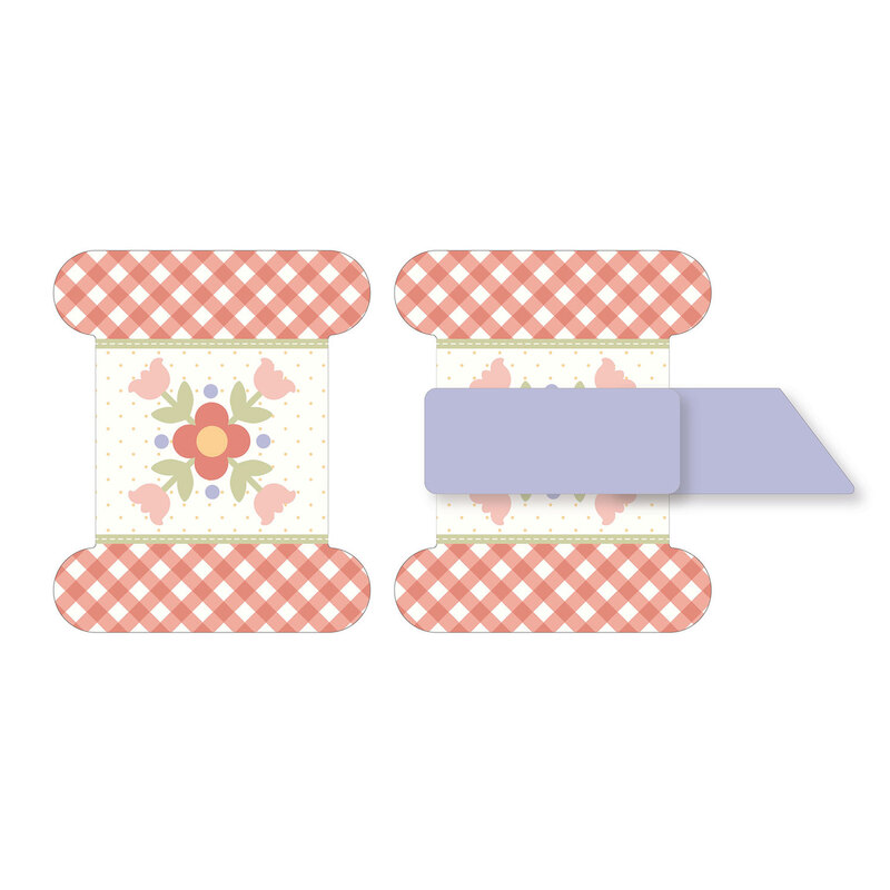 A digital image of a small binding holder with fabrics from the Pastel Prairie fabric collection.
