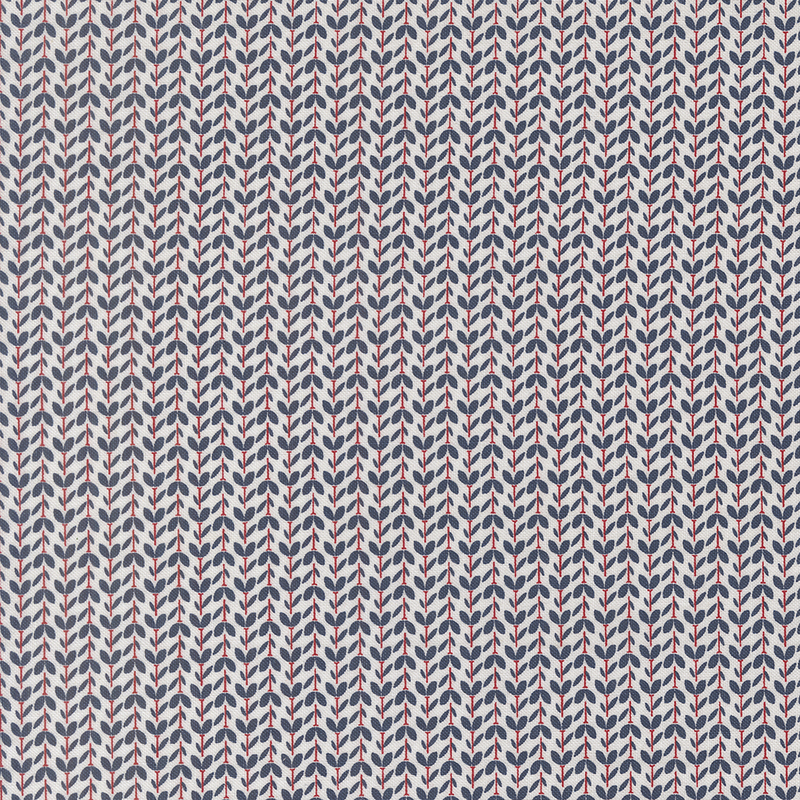 cloud white fabric packed with red vines attached to navy leaves