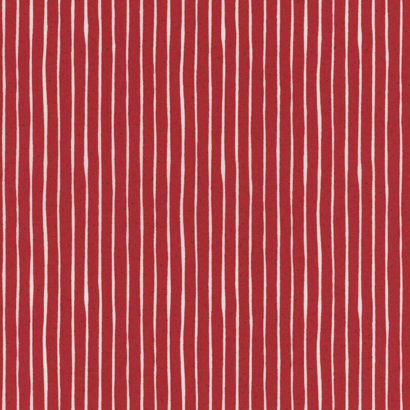 cardinal red fabric featuring white pinstripes and navy pindots