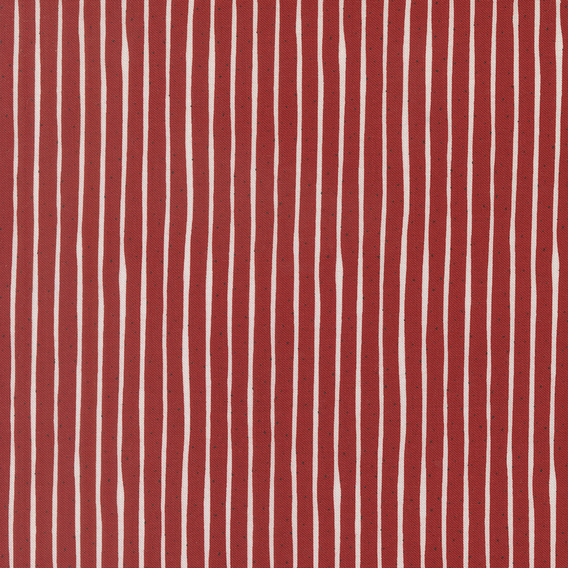 cardinal red fabric featuring white pinstripes and navy pindots