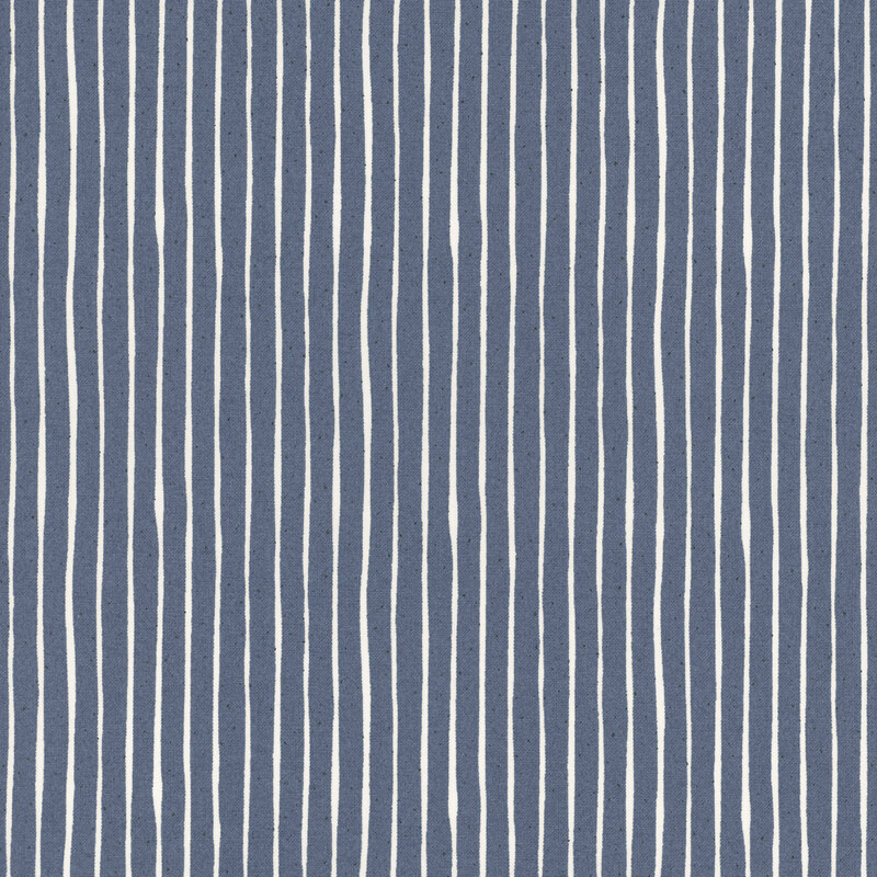 navy blue fabric featuring white pinstripes and navy pindots
