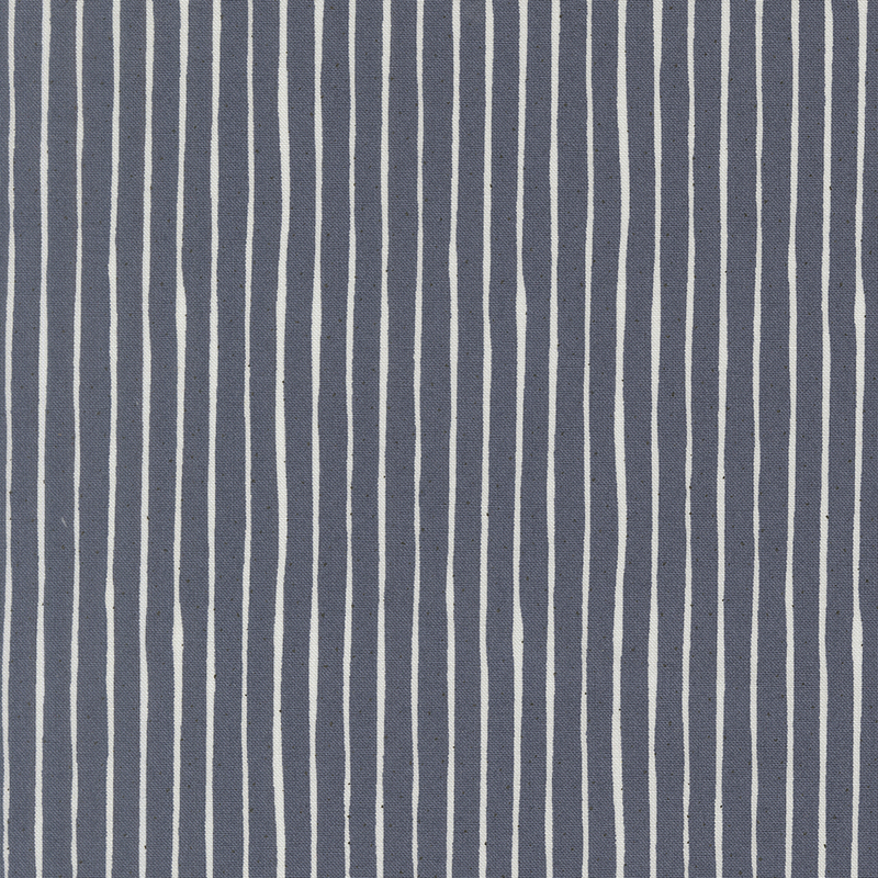 navy blue fabric featuring white pinstripes and navy pindots