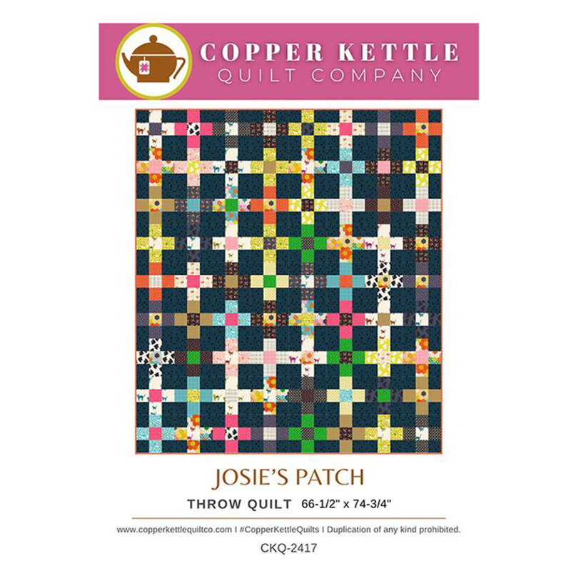 Colorful quilt pattern cover for Josie's Patch featuring vibrant geometric designs.