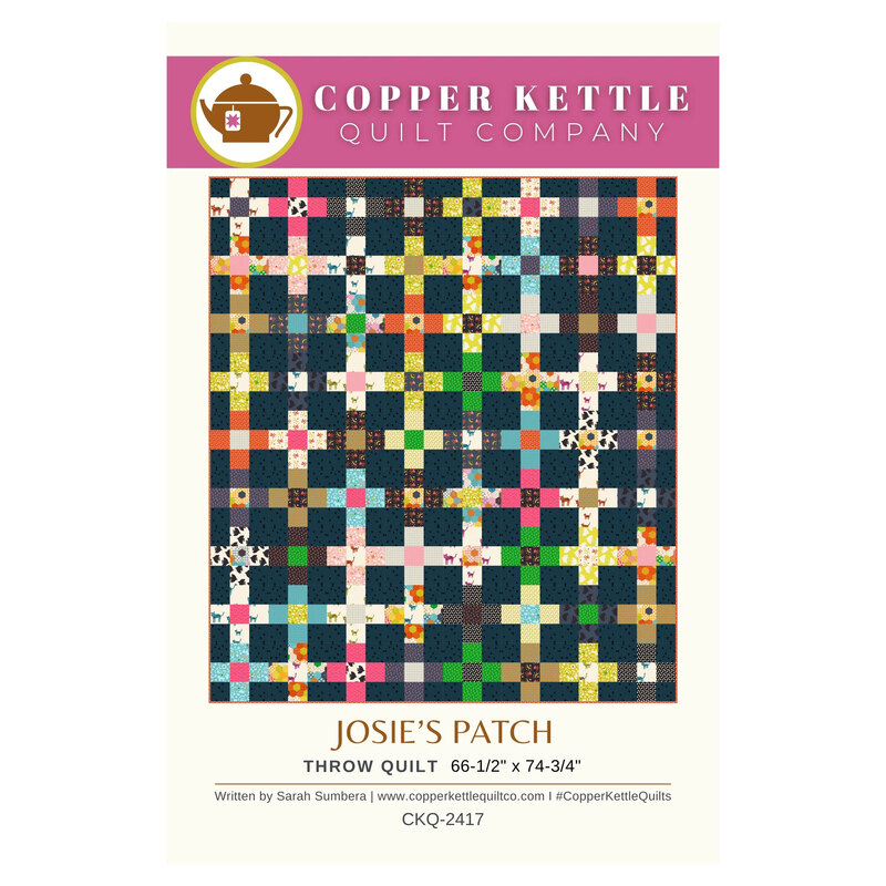 Colorful quilt pattern cover for Josie's Patch featuring vibrant geometric designs.
