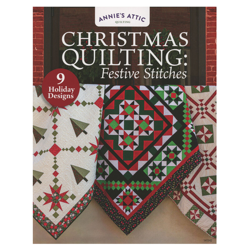 The front of the Christmas Quilting: Festive Stitches book by Annie's Attic Quilting.
