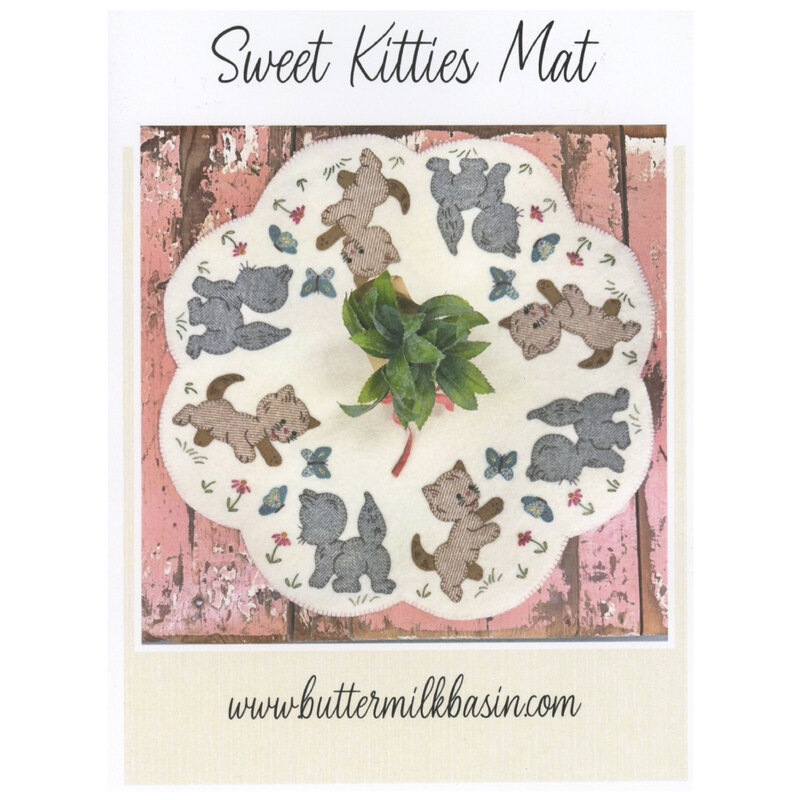 Front cover of pattern, showing the completed project on a paint faded wood background.