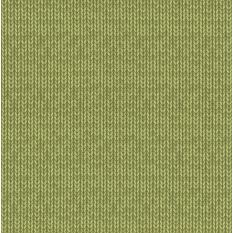 Bright green fabric with a print that resembles knitted stitches.