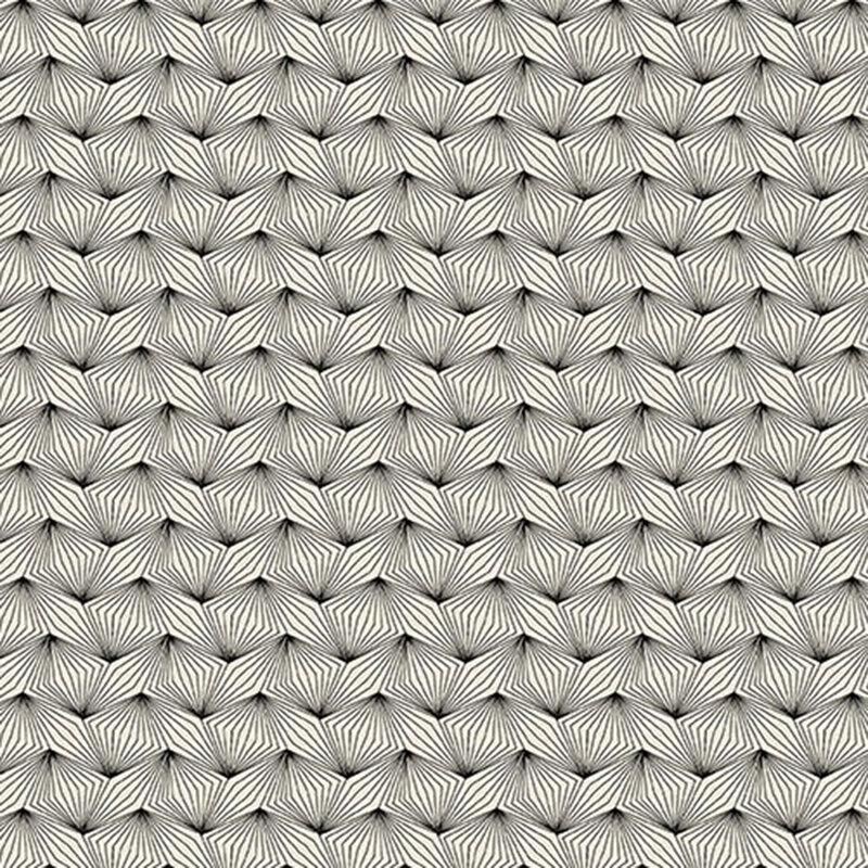 Cream fabric with an abstract black geometric pumpkin pattern.