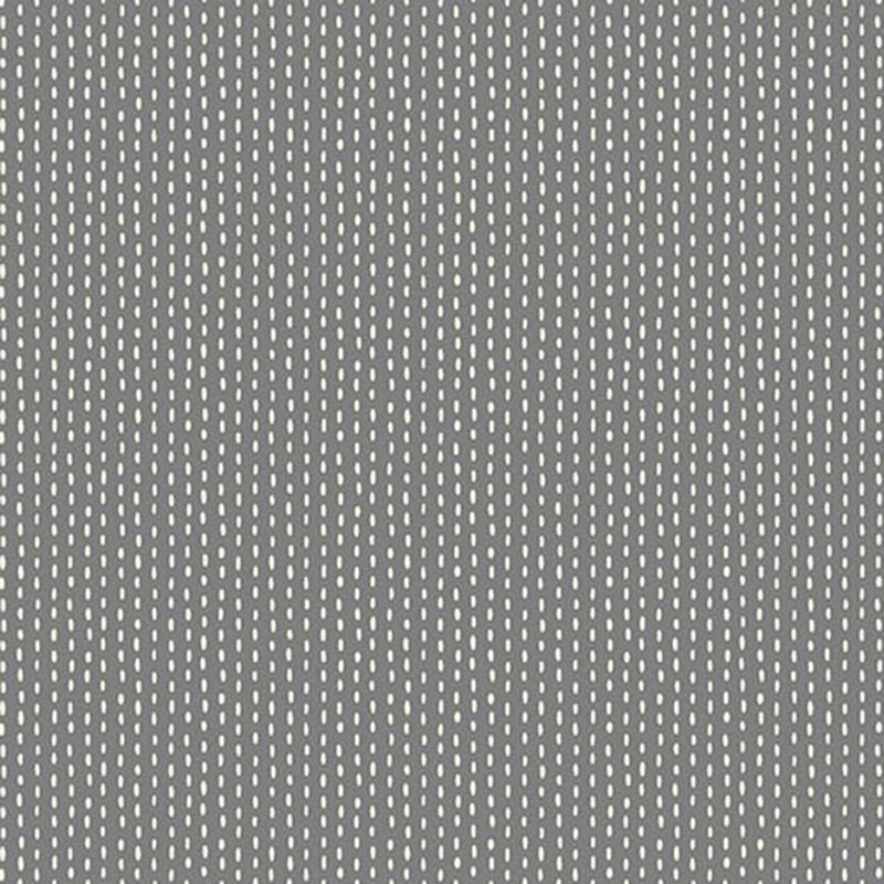 Gray fabric with white stripes formed by a stitch pattern.