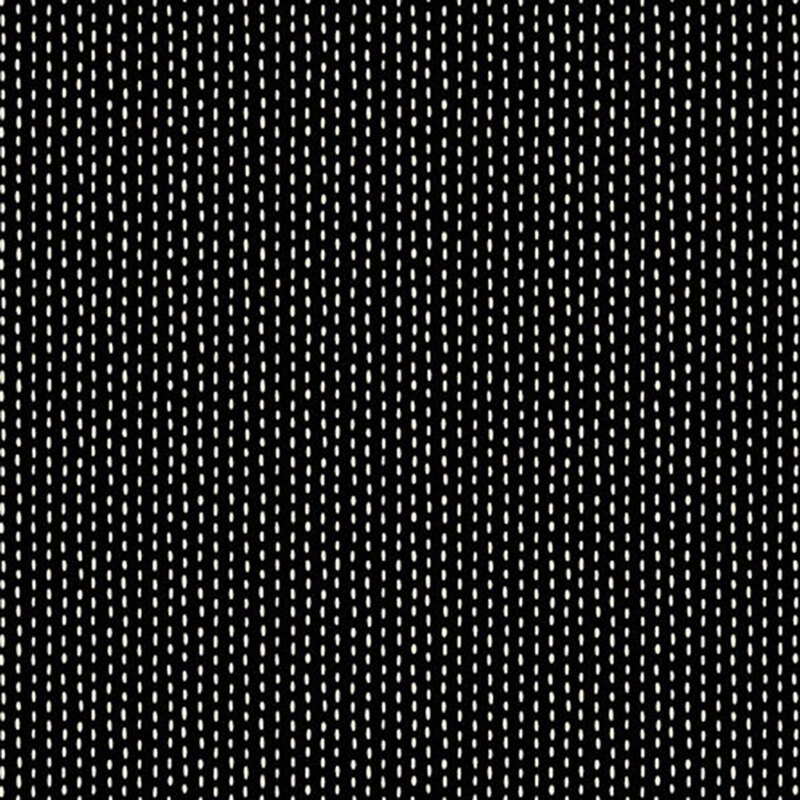 Black fabric with white stripes formed by a stitch pattern.