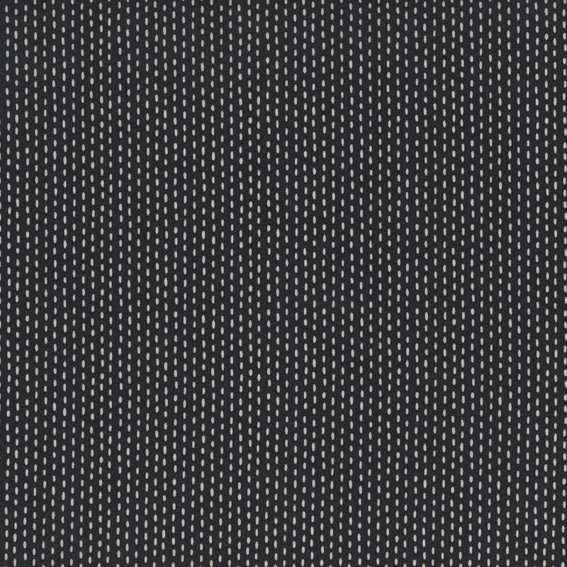 Black fabric with white stripes formed by a stitch pattern.