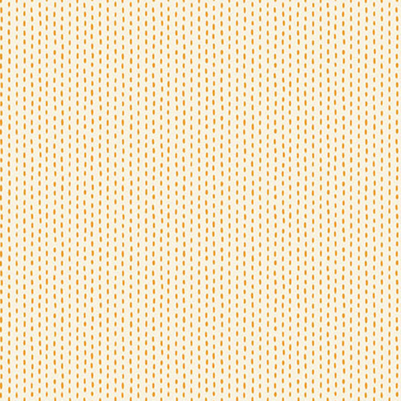 Cream fabric with orange stripes formed by a stitch pattern.